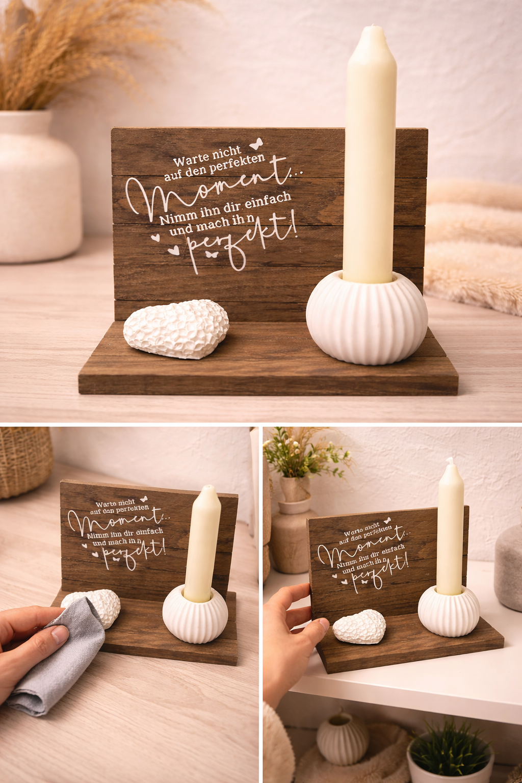 „Herzenskerze – Handgefertigte Holz- & Resin-Deko 16×12 cm“