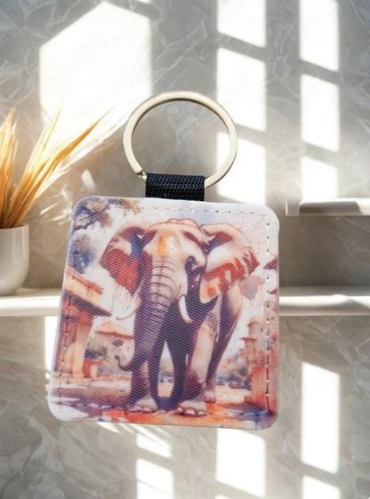 Schlüsselanhänger aus Stoff viereckig