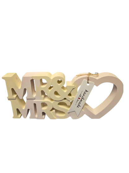 Mr & Mrs Dekoschriftzug mit Herz