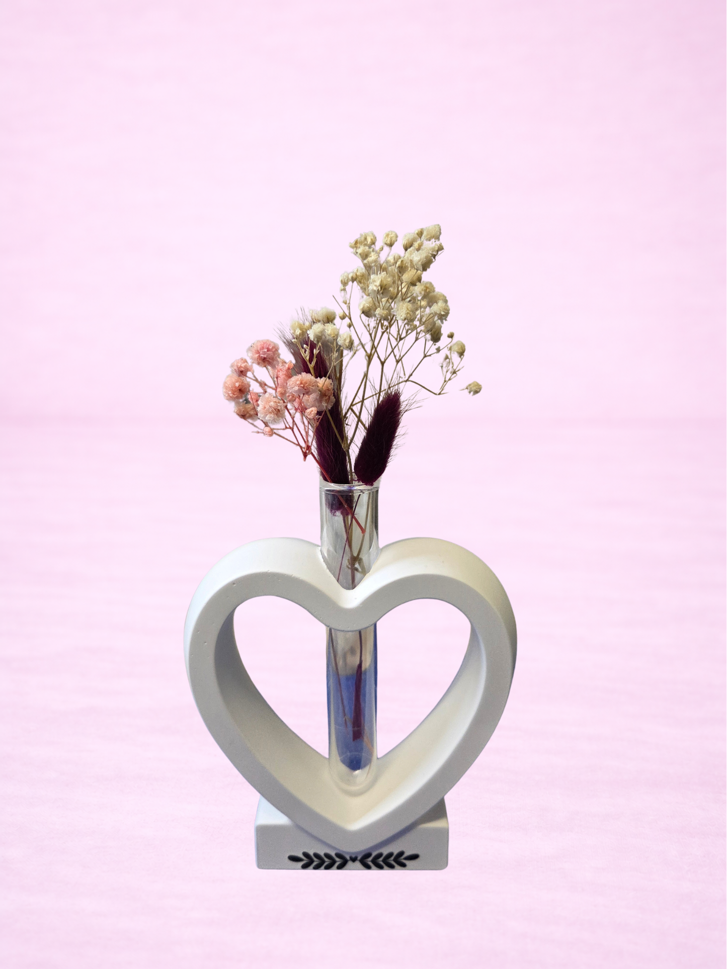 Wunderschöne Deko Herzvase mit Trockenblumen - modern