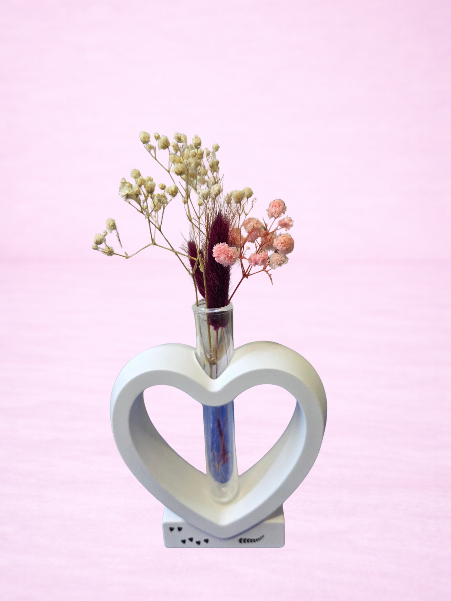 Wunderschöne Deko Herzvase mit Trockenblumen - modern