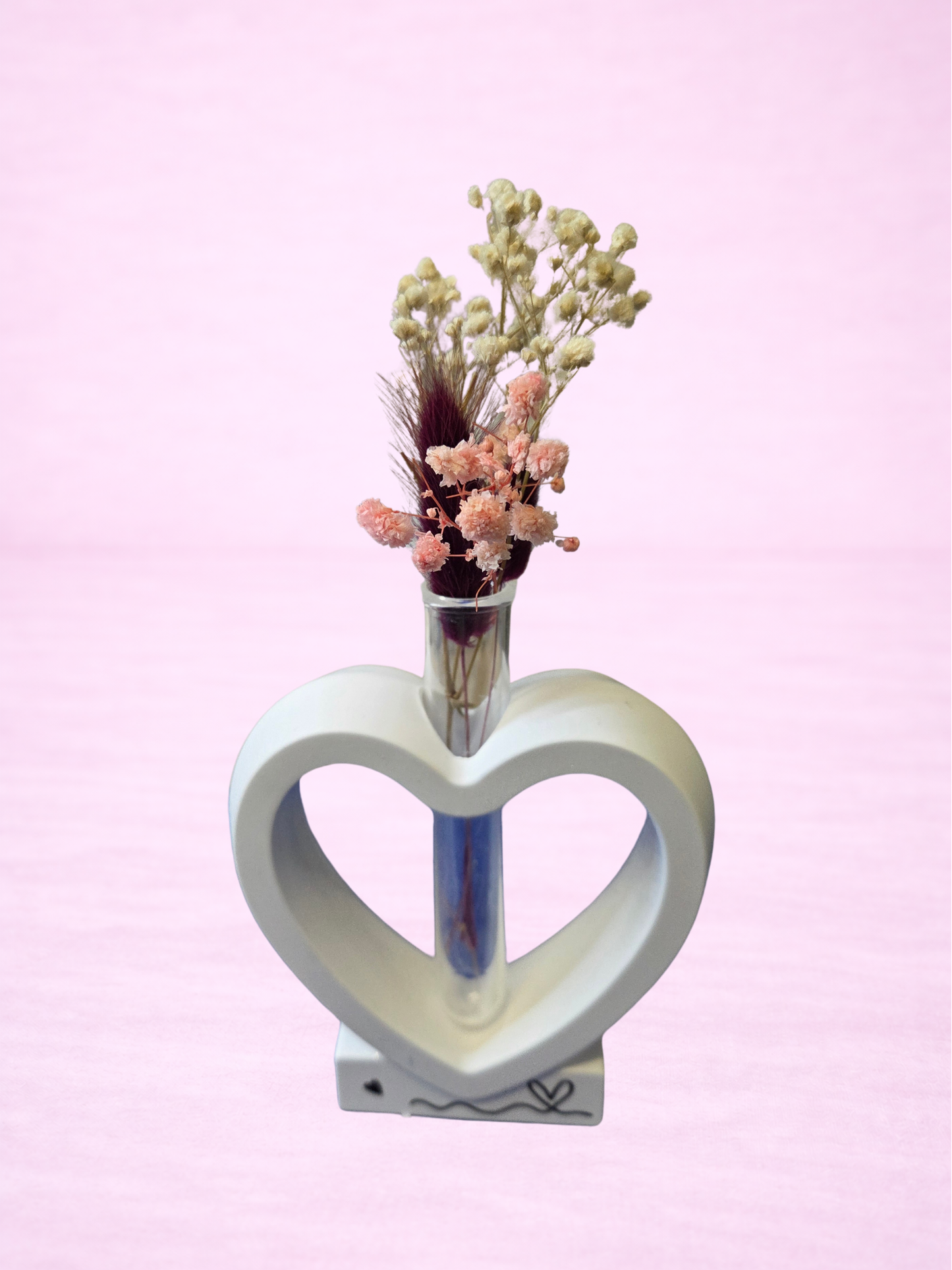Wunderschöne Deko Herzvase mit Trockenblumen - modern