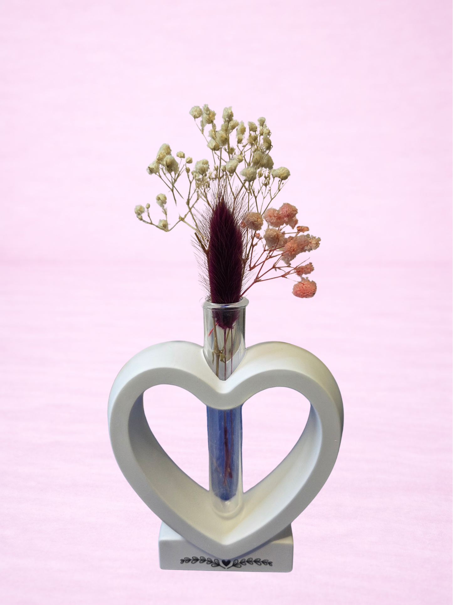 Wunderschöne Deko Herzvase mit Trockenblumen - modern