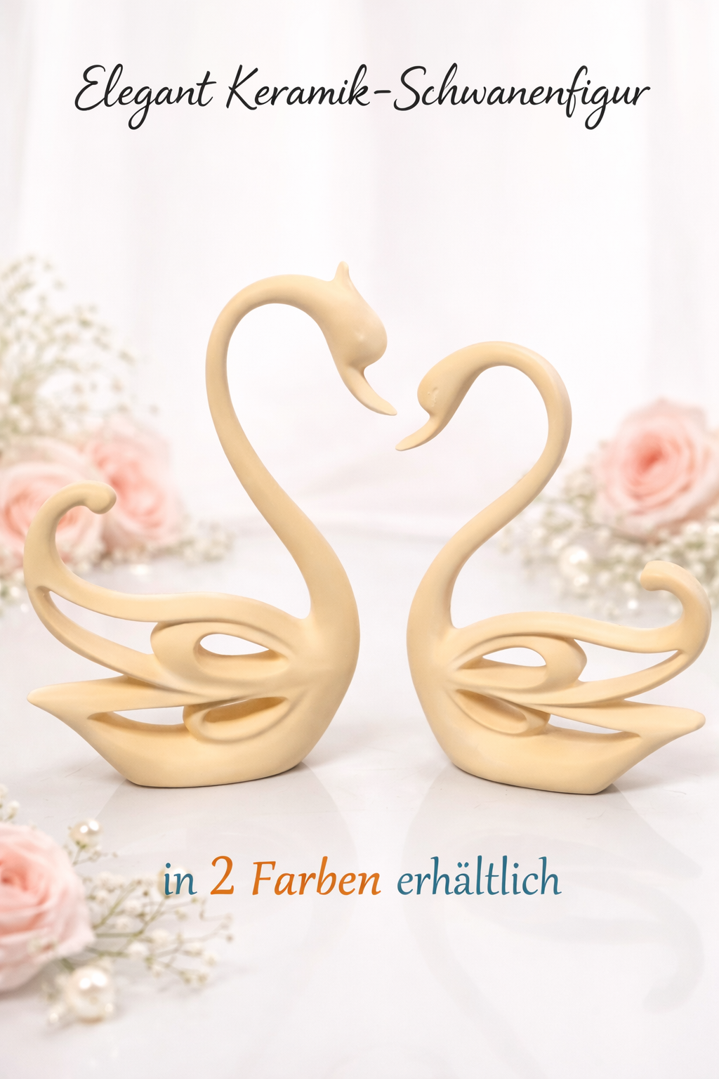„Schwanenliebe – Elegante Keramikfigur“