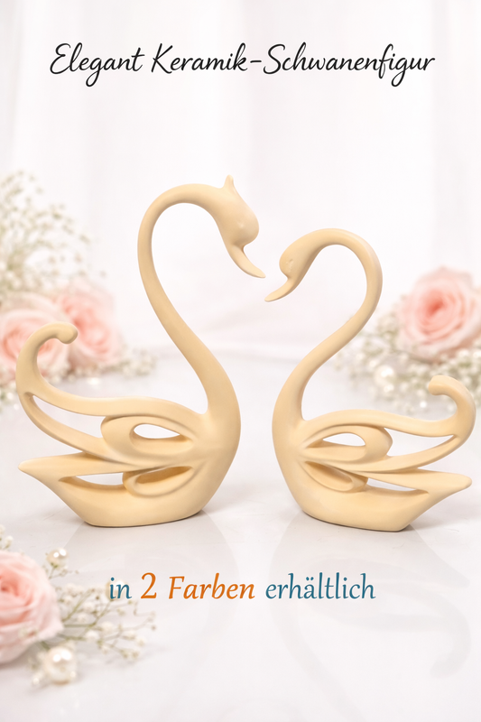 „Schwanenliebe – Elegante Keramikfigur“