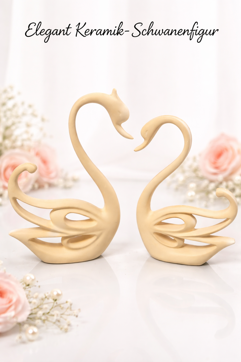 „Schwanenliebe – Elegante Keramikfigur“