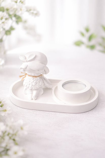 Deko Set Mädchen mit Teelichthalter & Tablett