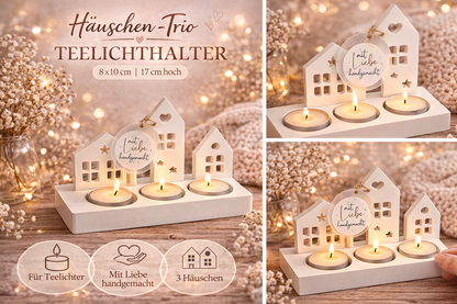 Zauberhafte Häuschen-Trio Teelichthalter