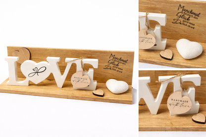 🖤 LOVE Dekoschrift mit Herz – handgefertigte Holz & Raysin Deko