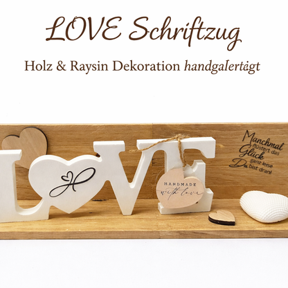🖤 LOVE Dekoschrift mit Herz – handgefertigte Holz & Raysin Deko