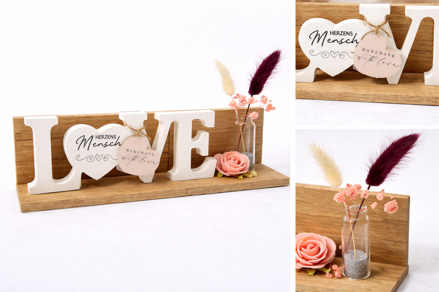 LOVE Dekoschrift „Herzensmensch“ – handgefertigte Holz & Raysin Deko