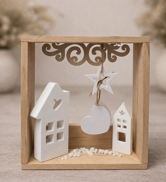 Herz & Stern Shadow Box – Dekoration aus Holz & Resin