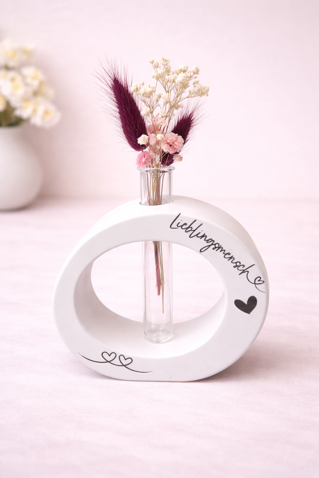 Handgemachte Raysin Vase mit Trockenblumen – moderne Deko