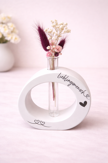 Handgemachte Raysin Vase mit Trockenblumen – moderne Deko