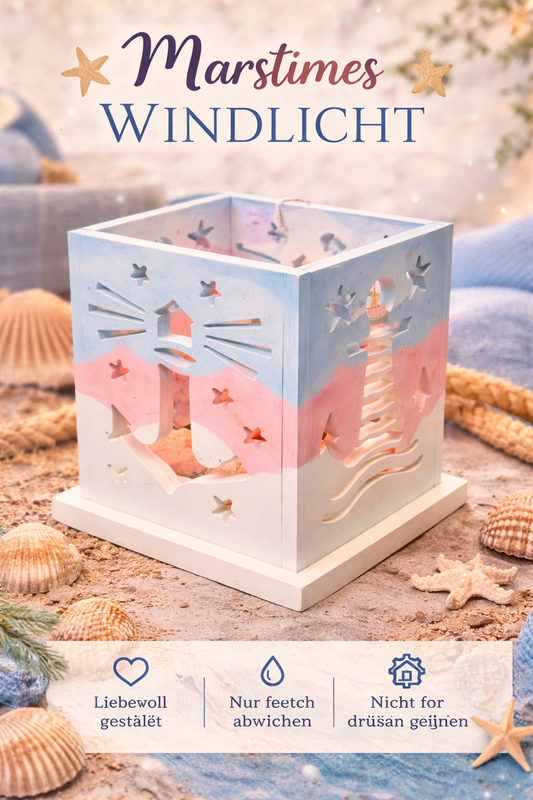 Maritimes Windlicht mit Teelicht – Anker & Leuchtturm Design