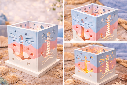 Maritimes Windlicht mit Teelicht – Anker & Leuchtturm Design