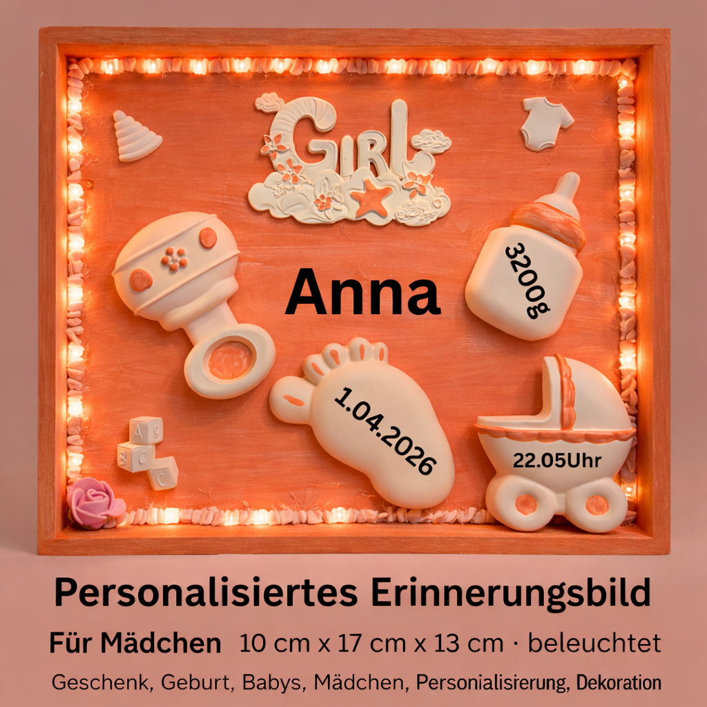 „Baby Girl Erinnerungsbox – personalisierbar“