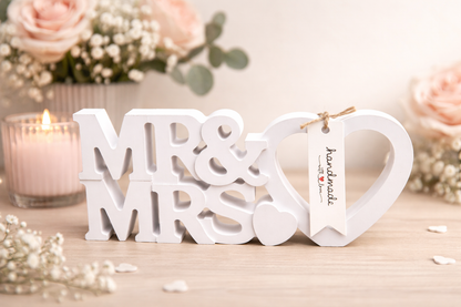 Mr & Mrs Dekoschriftzug mit Herz