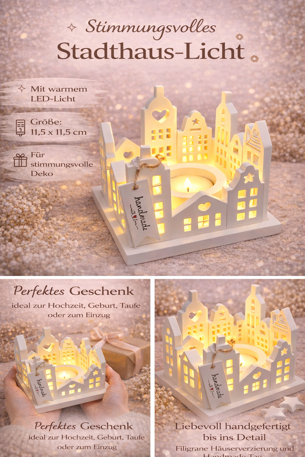 „Mini Stadtlichter – Handgefertigtes Lichterstädtchen“