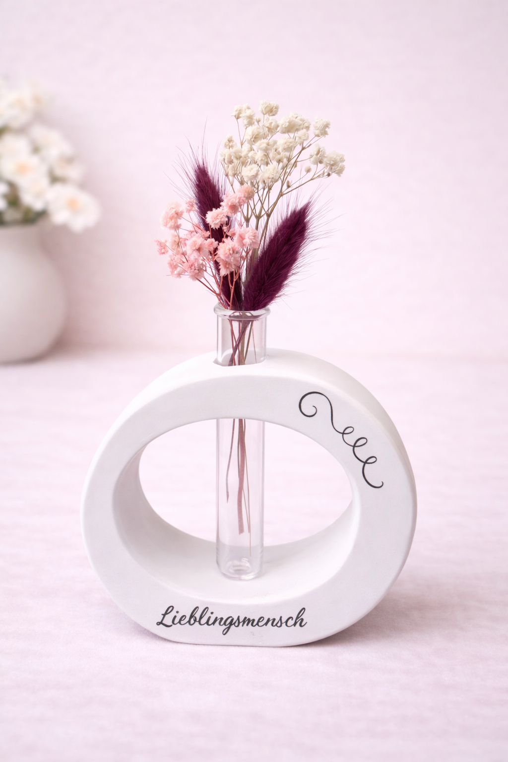 Handgemachte Raysin Vase mit Trockenblumen – moderne Deko