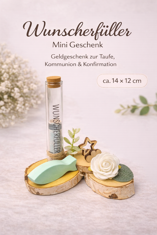 Wunscherfüller Mini – Geldgeschenk zur Taufe, Kommunion & Konfirmation