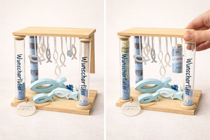 Wunscherfüller Blau – Geldgeschenk zur Taufe, Kommunion & Konfirmation